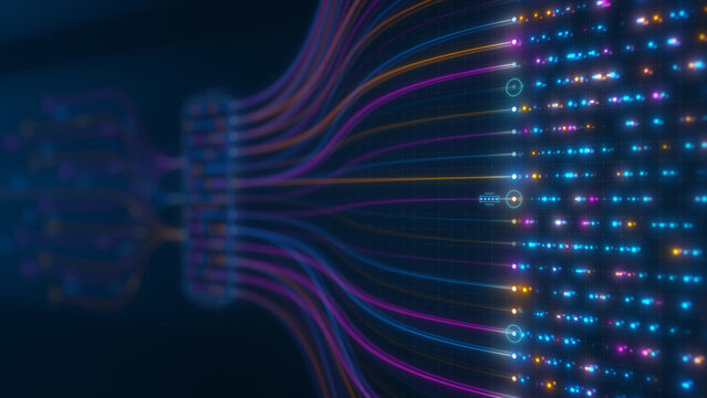 Digital Data Transformation Through Intelligent Information Processing Network Illustration