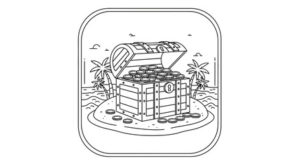 Fototapeta premium treasure chest filled with gold coins on beach