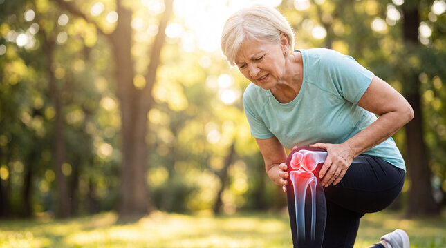 Senior woman enjoying outdoor exercise with a water bottle. Elderly female engaging in fitness activity in park setting.