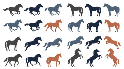 Fototapeta premium Horse Silhouette Collection Vector Illustration Set