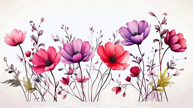 Digital vintage watercolor flower abstract background