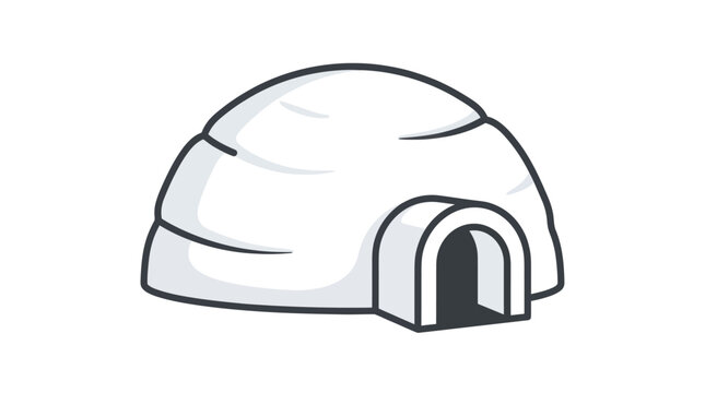 Simple cartoon igloo illustration on white background, Arctic dwelling and winter shelter icon