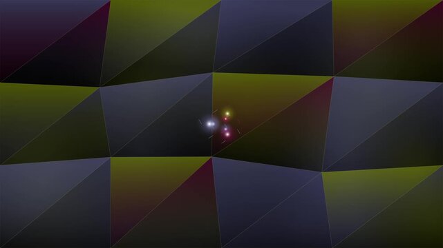 4K Abstract Geometric Background with Dark Origami Facets and Glowing Lights