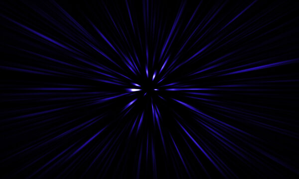 Abstract Blue Light Rays Radial Speed Motion Blur Background with Warp Speed Effect in Dark Space