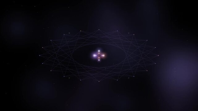 Abstract Geometric Interconnections with Glowing Nebula Core in Dark Space 4K