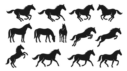 Fototapeta premium Horse Silhouette Collection Vector Set