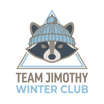 Team mascot raccoon logo with winter club text