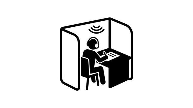 Language Lab Vector Illustration Person Wearing Headphones Writing