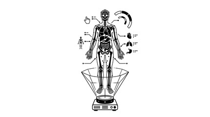 Fototapeta premium Human Body Hologram Scan Medical Anatomy Vector Illustration