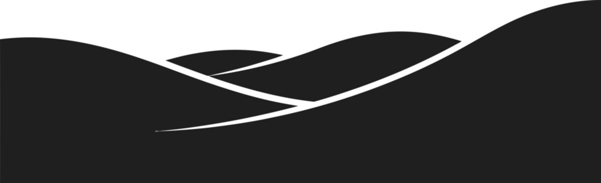 Abstract minimalist vector illustration of rolling hills landscape silhouette