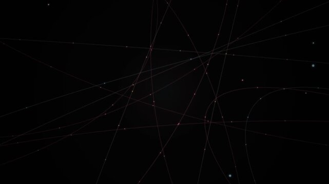 Constellations connect glowing points across a dark cosmic backdrop with intersecting lines forming patterns.