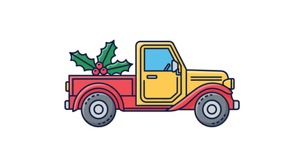 Fototapeta premium christmas truck with holly