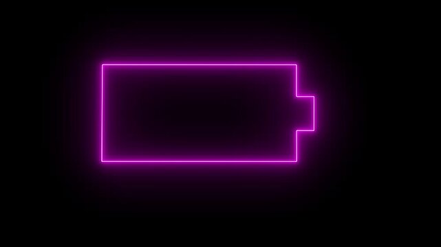 Glowing  neon line Battery icon animated video  motion graphics.