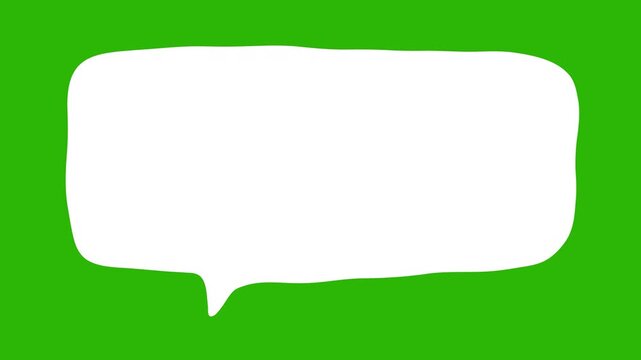 4K looping wide speech bubble animation on green screen for chroma key editing. Clean message box overlay for chat, subtitles, presentations, and motion graphics.