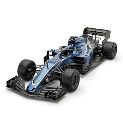 Obraz premium Modern dark blue Formula One racing car isolated on a clean white background.