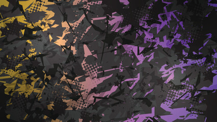 Abstract Urban Camo Racing Esports Background with Purple Yellow Geometric Pattern Vector Illustration © Nj Art