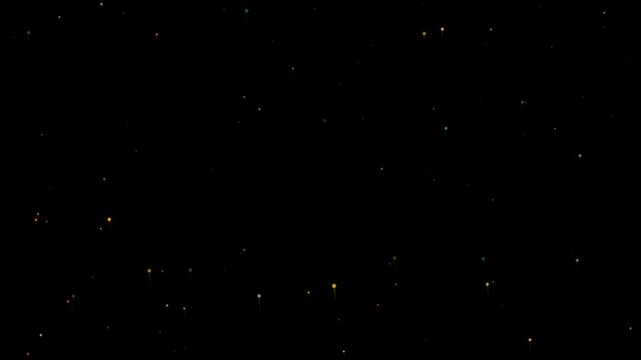 A dark background features scattered small white dots resembling distant stars or particles against a night sky.