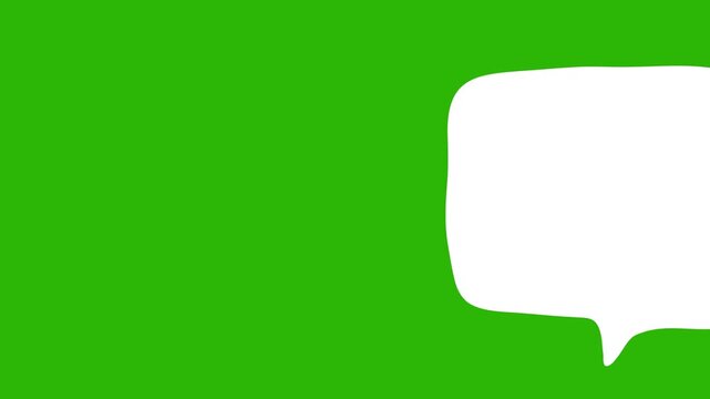 4K looping speech bubble animation sliding from left to right on green screen. Clean chat overlay for chroma key editing, messaging videos, presentations, and motion graphics.