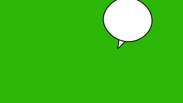 4K looping hand drawn speech bubbles entering from opposite corners on green screen. Comic style chat overlay for chroma key editing, messaging videos, and motion graphics.