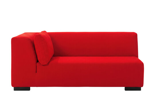 Modern Red Minimalist Sofa with Single Armrest and Matching Cushion