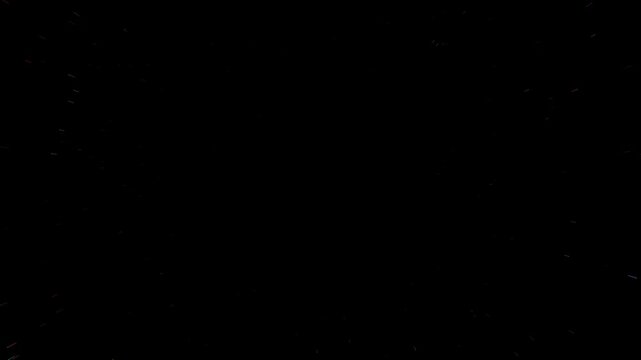 The dark frame is filled with faint, scattered white specks resembling dust motes or distant stars.