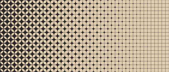 Fototapeta na wymiar Sparkle grid gradient pattern. Beige and brown geometric star gradation background. Abstract repeating mosaic pattern wallpaper. Repeated retro lattice wireframe backdrop. Vector texture pattern