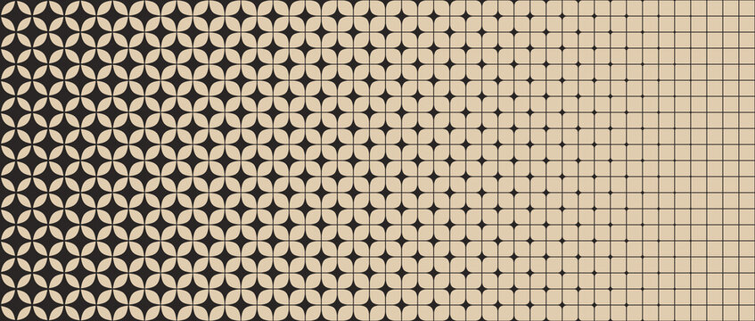 Sparkle grid gradient pattern. Beige and brown geometric star gradation background. Abstract repeating mosaic pattern wallpaper. Repeated retro lattice wireframe backdrop. Vector texture pattern
