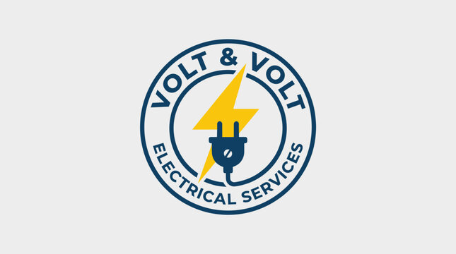 Circular electrical services logo with plug and bolt.