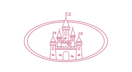 Fototapeta premium castle, pink line art, fairy tale
