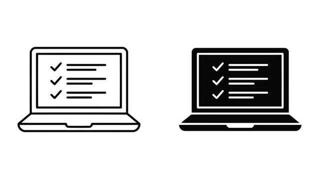 Laptop computer displaying completed task checklist icons with checklist