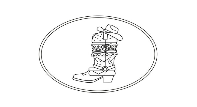 cowboy boot with hat illustration