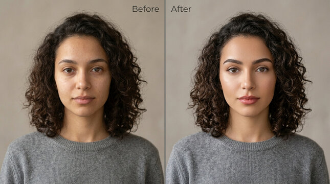 Before and After Makeup Transformation - Woman's Face Comparison