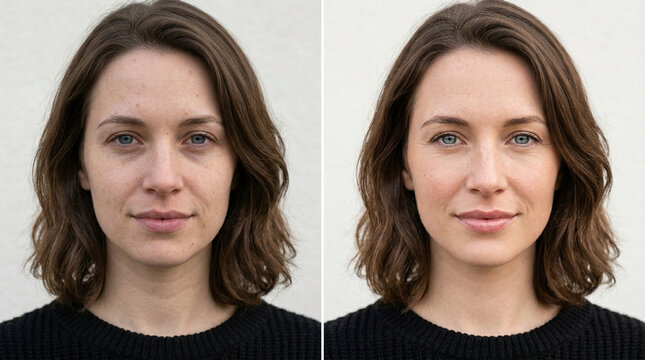 Before and After Photo Retouching: Woman's Face Transformation