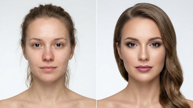 Before and After Makeup Transformation: Natural vs. Glamorous Beauty