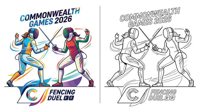 Commonwealth Games 2026 Fencing Duel - Two Athletes in Combat