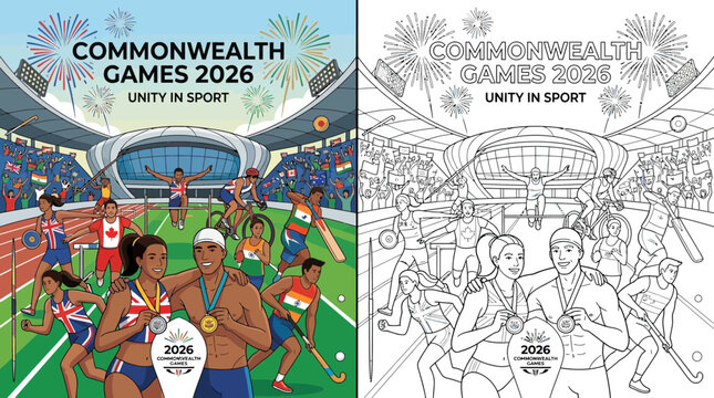 Commonwealth Games 2026 Athletes Celebrate Victory with Medals in Stadium