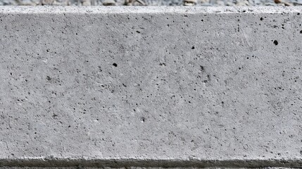Fototapeta premium Close-up textured surface of a rough gray concrete curb, showing imperfections and granular detail