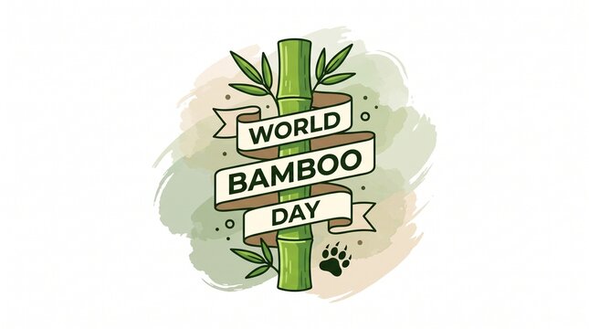 World bamboo day illustration with bamboo and banner