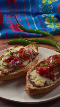 Classic mexican molletes food on a plate ready for a meal
