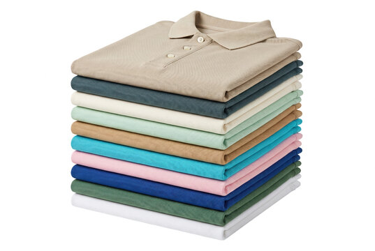 Stack of Folded Colorful Polo Shirts in Multiple Shades