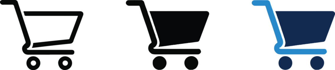 Shopping cart icons for ecommerce retail and digital store checkout. © Mst Insanara Begum