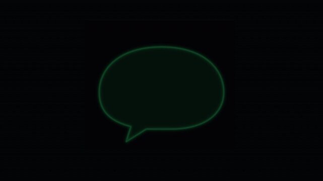 Empty Neon Outline Speech Bubble Green Glow Stroke Draw On Blank Chat Overlay 4K