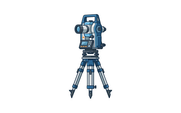 Total Station Surveying Instrument Vector Illustration