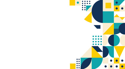 Obraz premium Abstract geometric border template with colorful circles triangles and dot patterns design