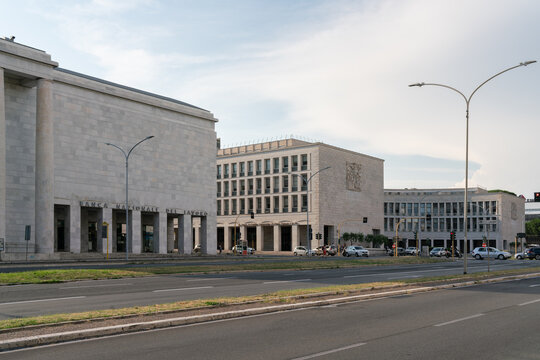 Piazza Marconi, landmark square in  in Rome Eur, Itay