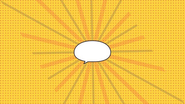 Empty Comic Speech Bubble Halftone Burst Yellow Red Pop Speed Lines Blank Overlay 4K