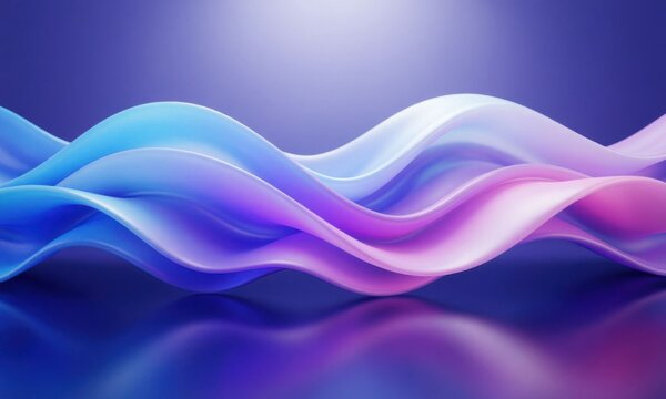 Abstract flowing fabric waves in vibrant gradient colors. Smooth silk or satin texture with soft light reflections for modern design projects