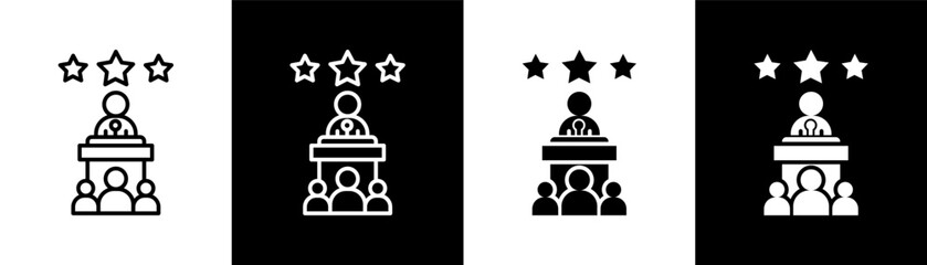 Public Figure white and black icon set design