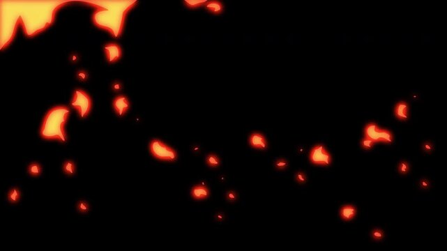 2D FX Fire Elements. 2D FX Fire Flame Animation with Cartoon Style and Burning Flames. 2D Fire Cartoon Explosion, Slash Elements FX Animation. Alpha Channel 4K Video