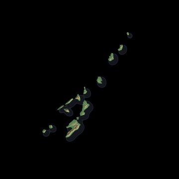 Vanuatu Rotating 3D Relief Map Seamless Loop, Alpha Channel 4K